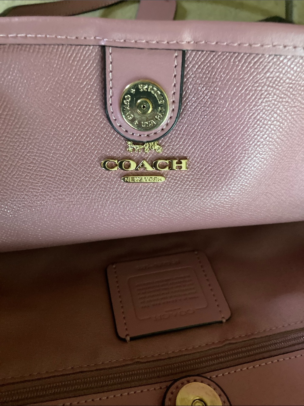 Coach Brown Signature Tote with Pink Trim and Straps - Picture 7 of 7